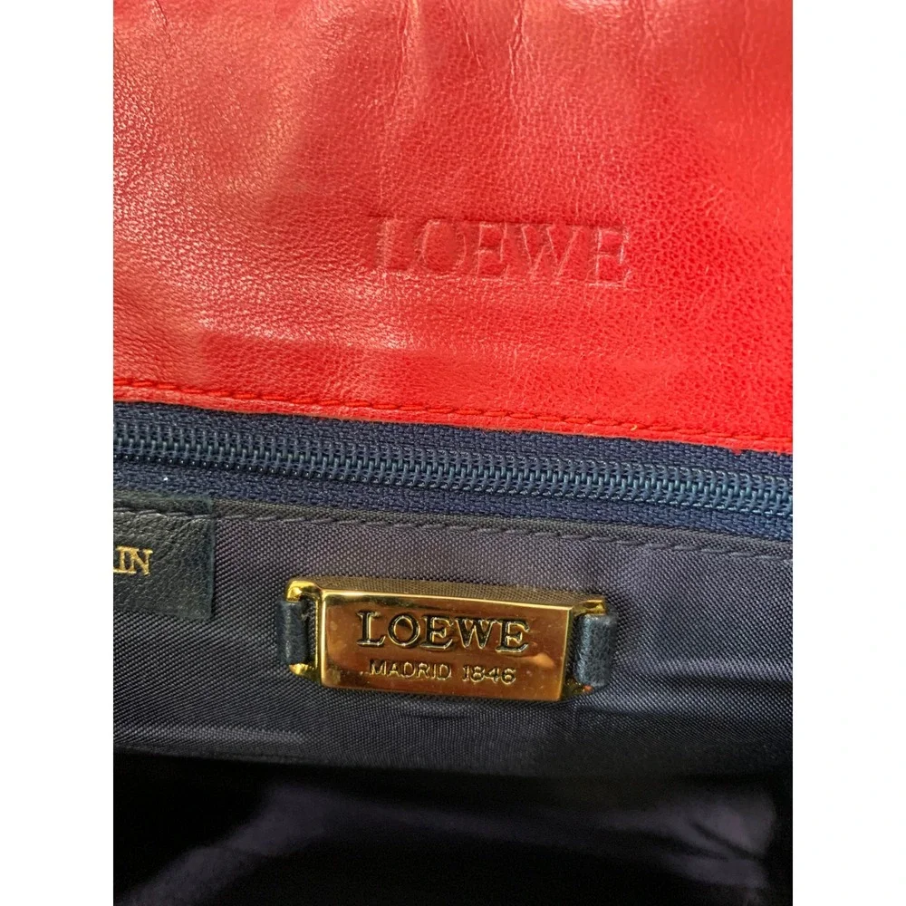 Loewe Madrid 1846 Vintage Red Leather Woven Ribbed Crossbody Bag Spain#898